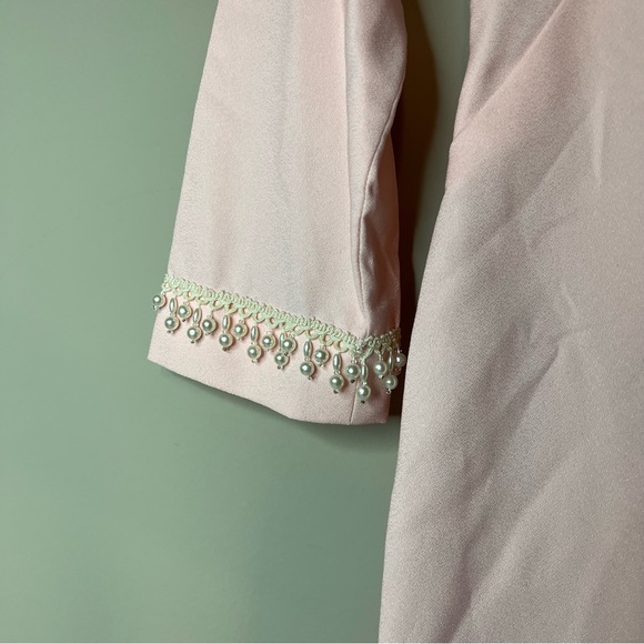 Vintage Powder Pink & Pearl Bead Accent 50s 60s Dress - Picture 5 of 8